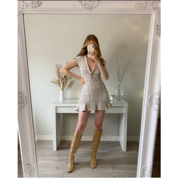 Blogger’s Favorite Zara Textured Weave Dress With Ruffle Trim. XS. NWT. - Picture 13 of 16